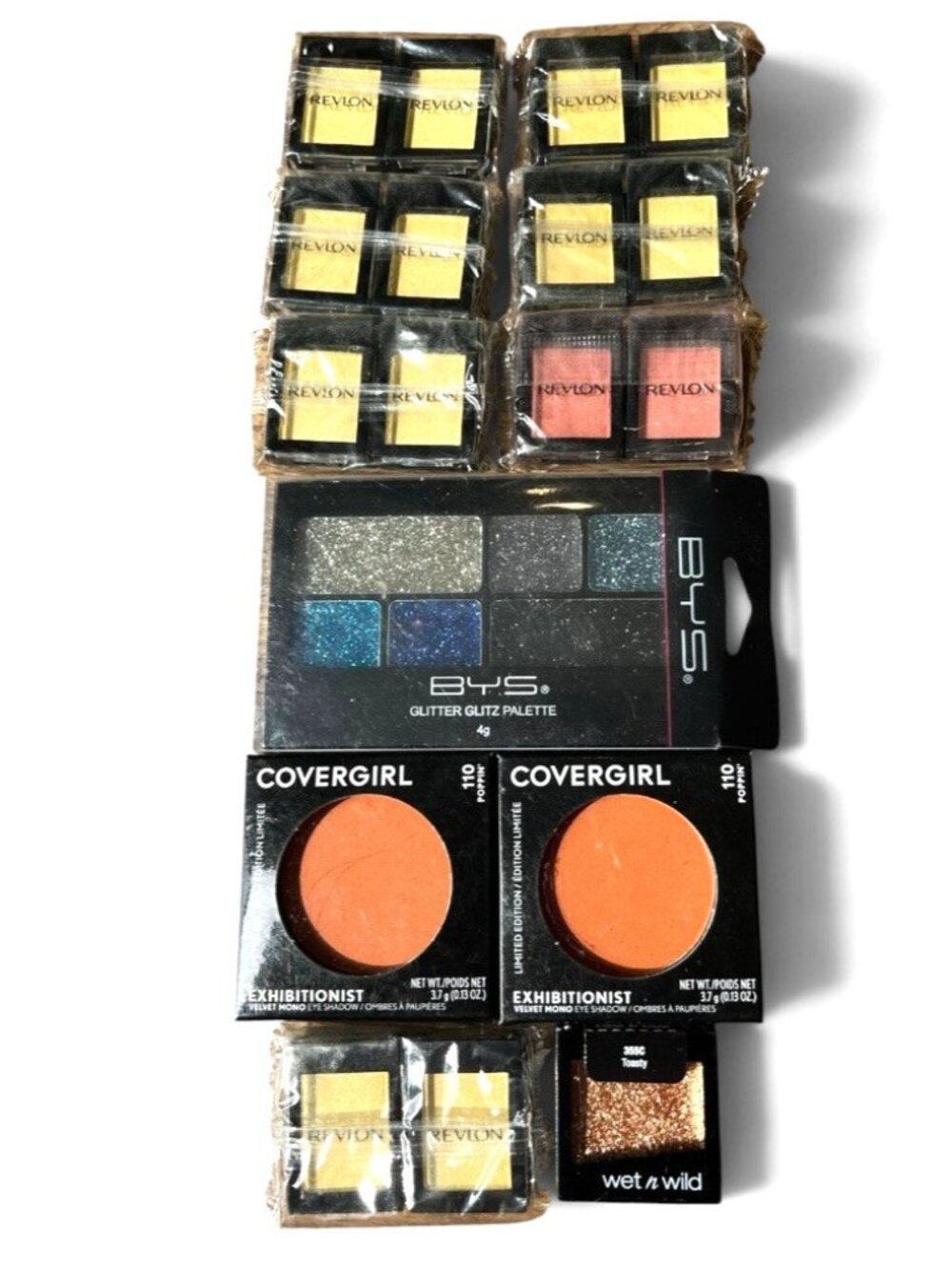 Large Lot of Eyeshadow Lemon Melon Satin Revlon Covergirl Poppin Glitter Glitz